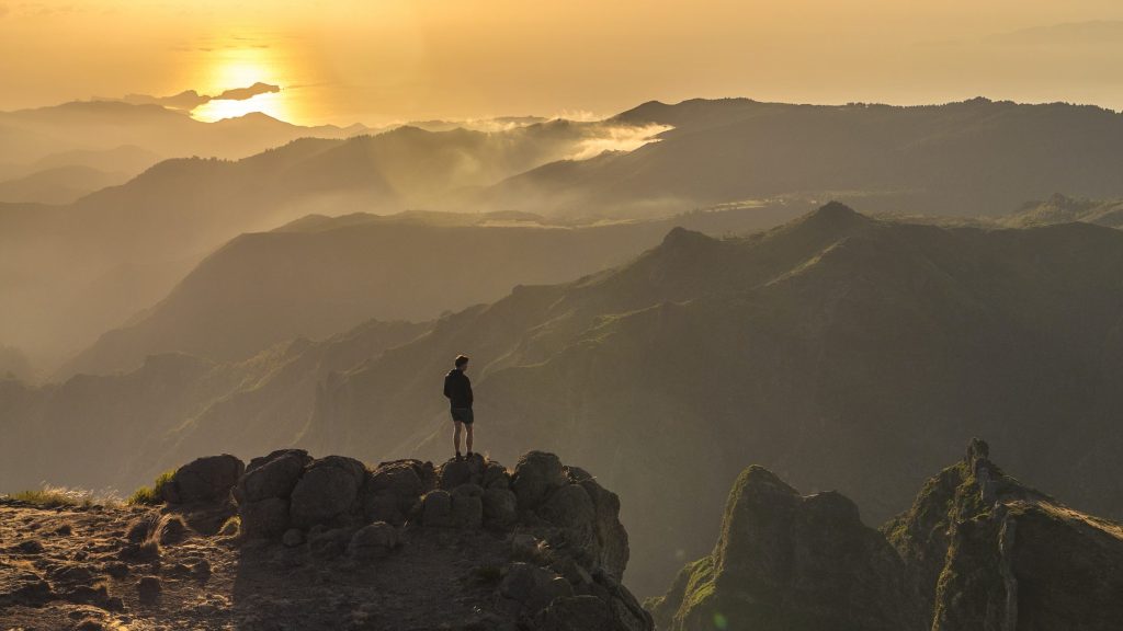 Sunrise over the mountains of Madeira