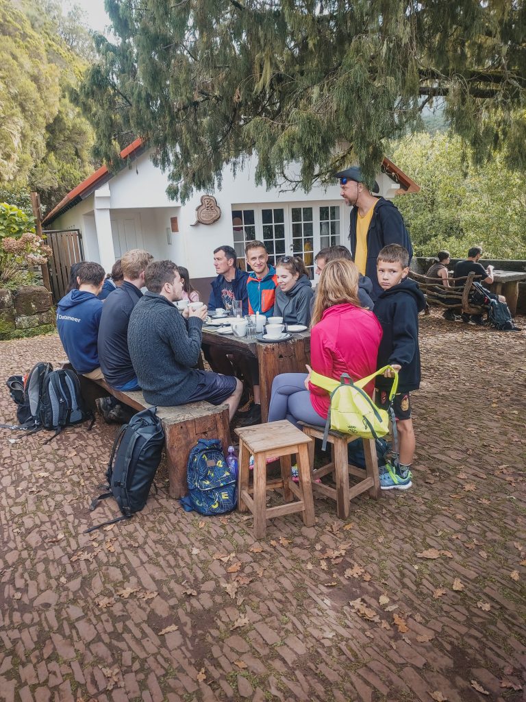 Community gathering at an outdoor table