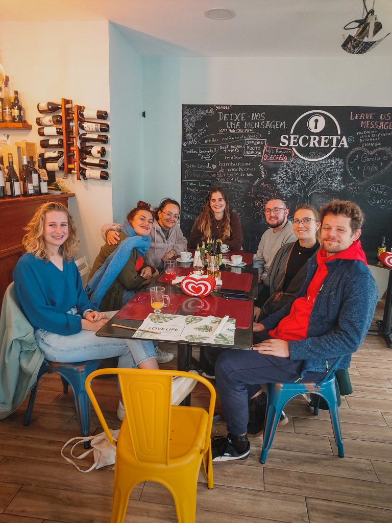 Community members together in a café