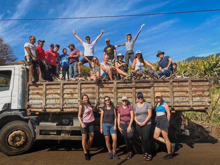 Community group on the back of a truck