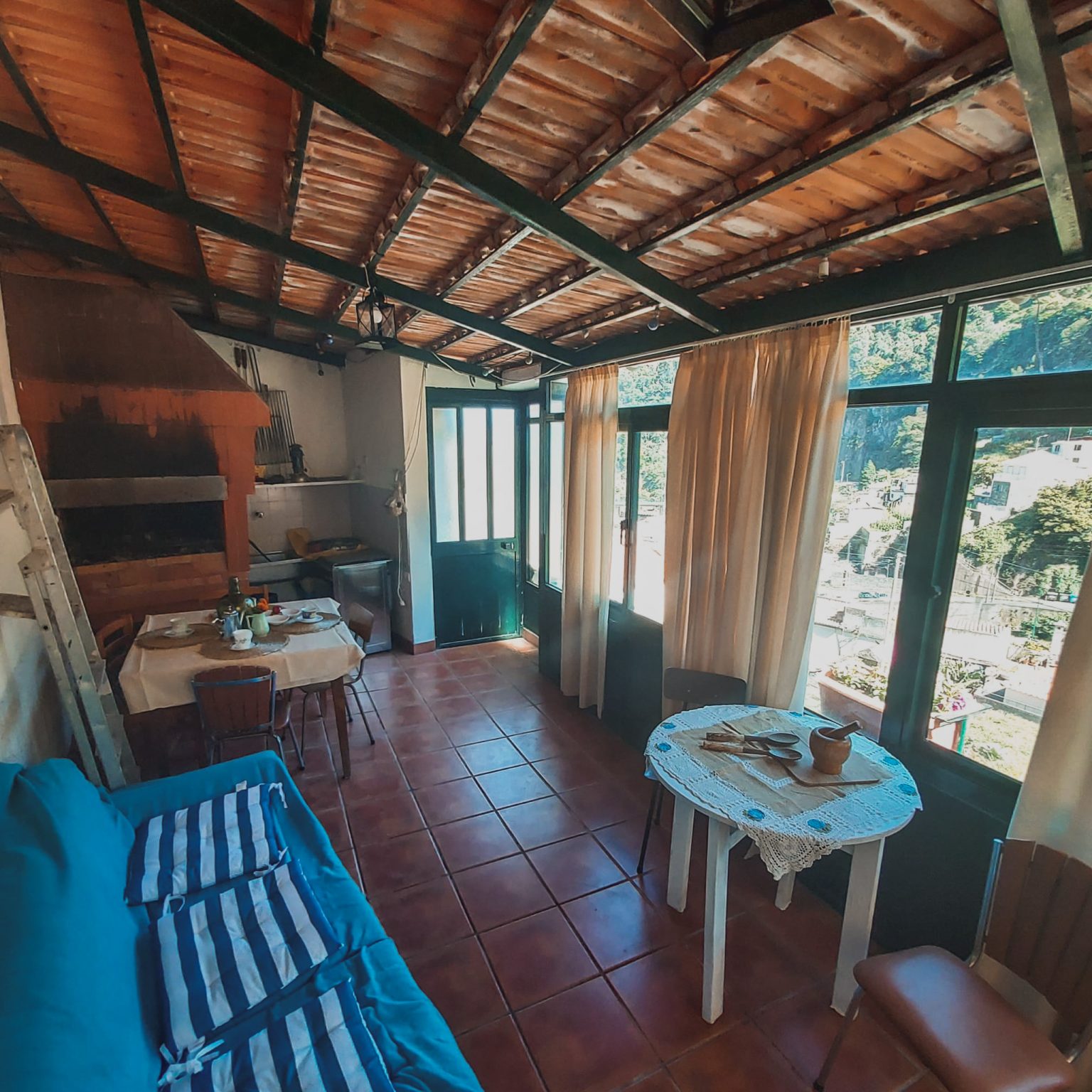 Covered barbecue area at the Eco-CoLiving house