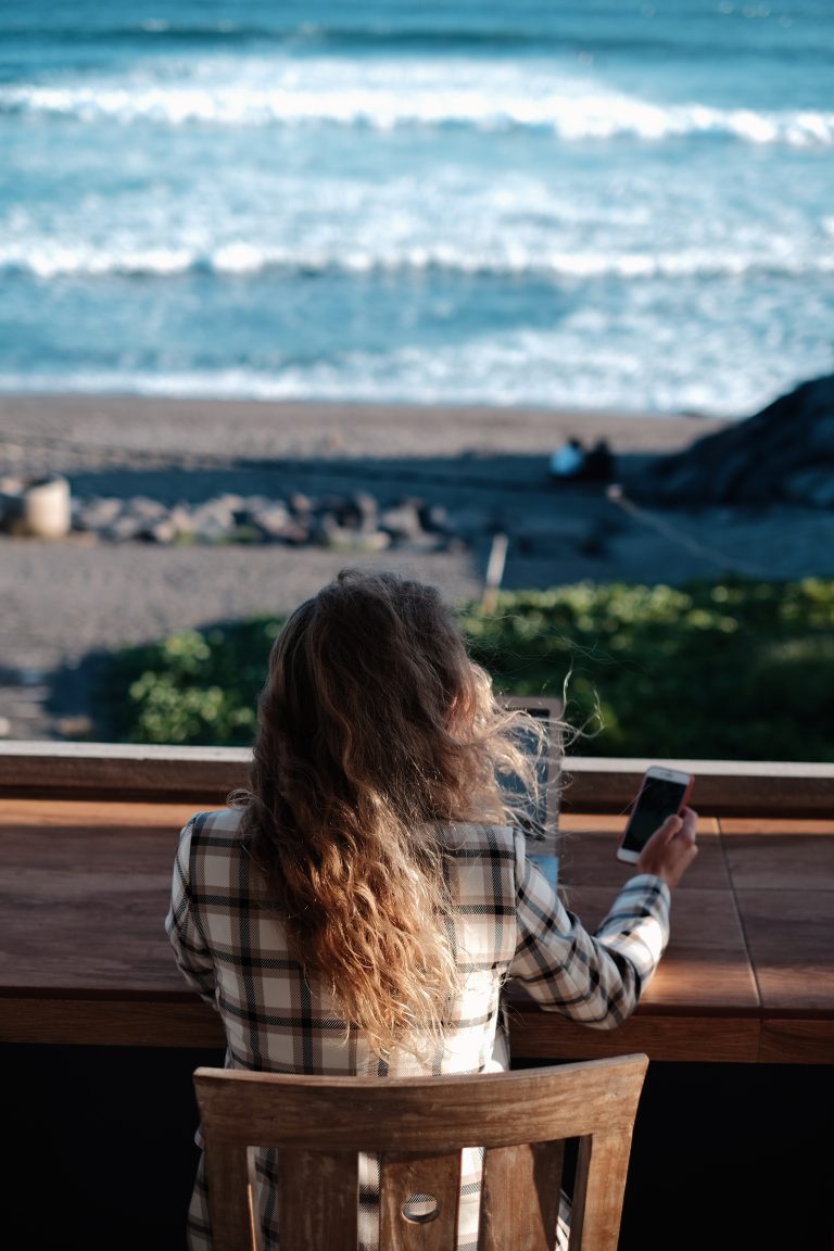 Woman looking out over the Atlantic
