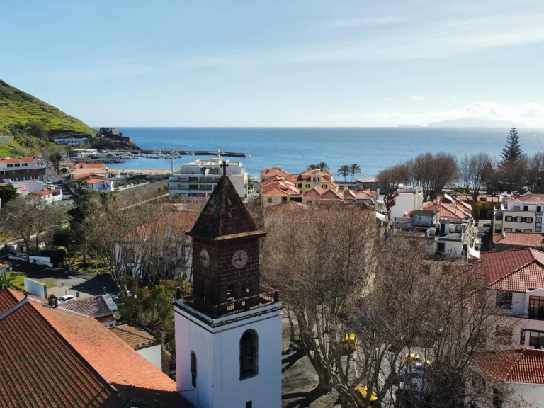 Church tower and bay of Machico